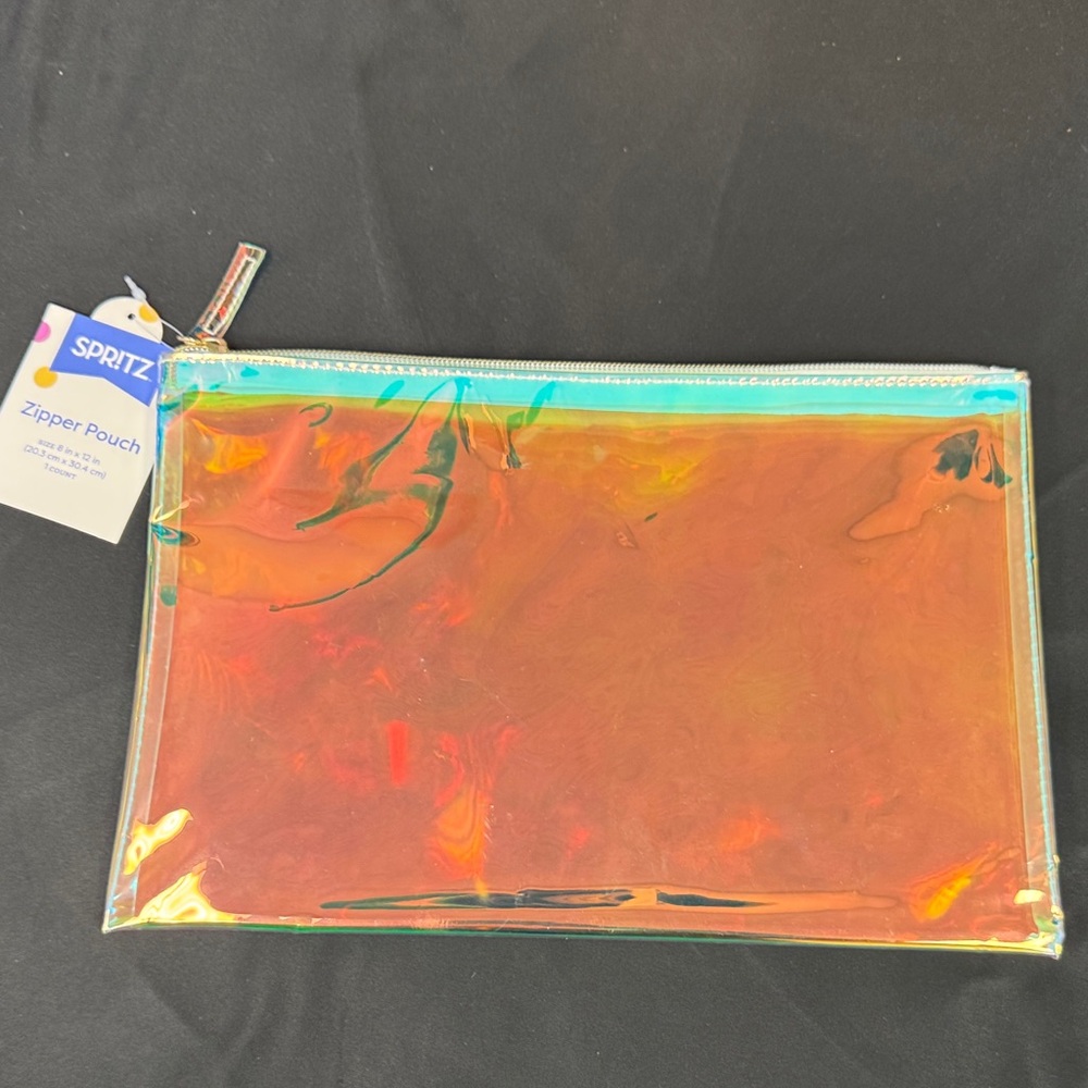 8 inch x 12 inch Spritz  Iridescent Zipper Pouch new